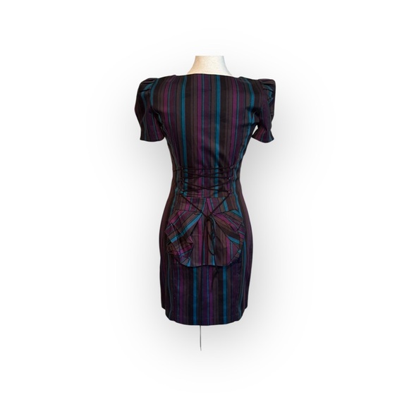 Betsey Johnson Vintage Striped Bustle Mini Dress Sz 2 Made in USA - Picture 5 of 9